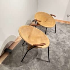 Pair of Balloon Lounge Chairs by Hans Olsen, Yellow Suede, Denmark circa 1960 - Image 3