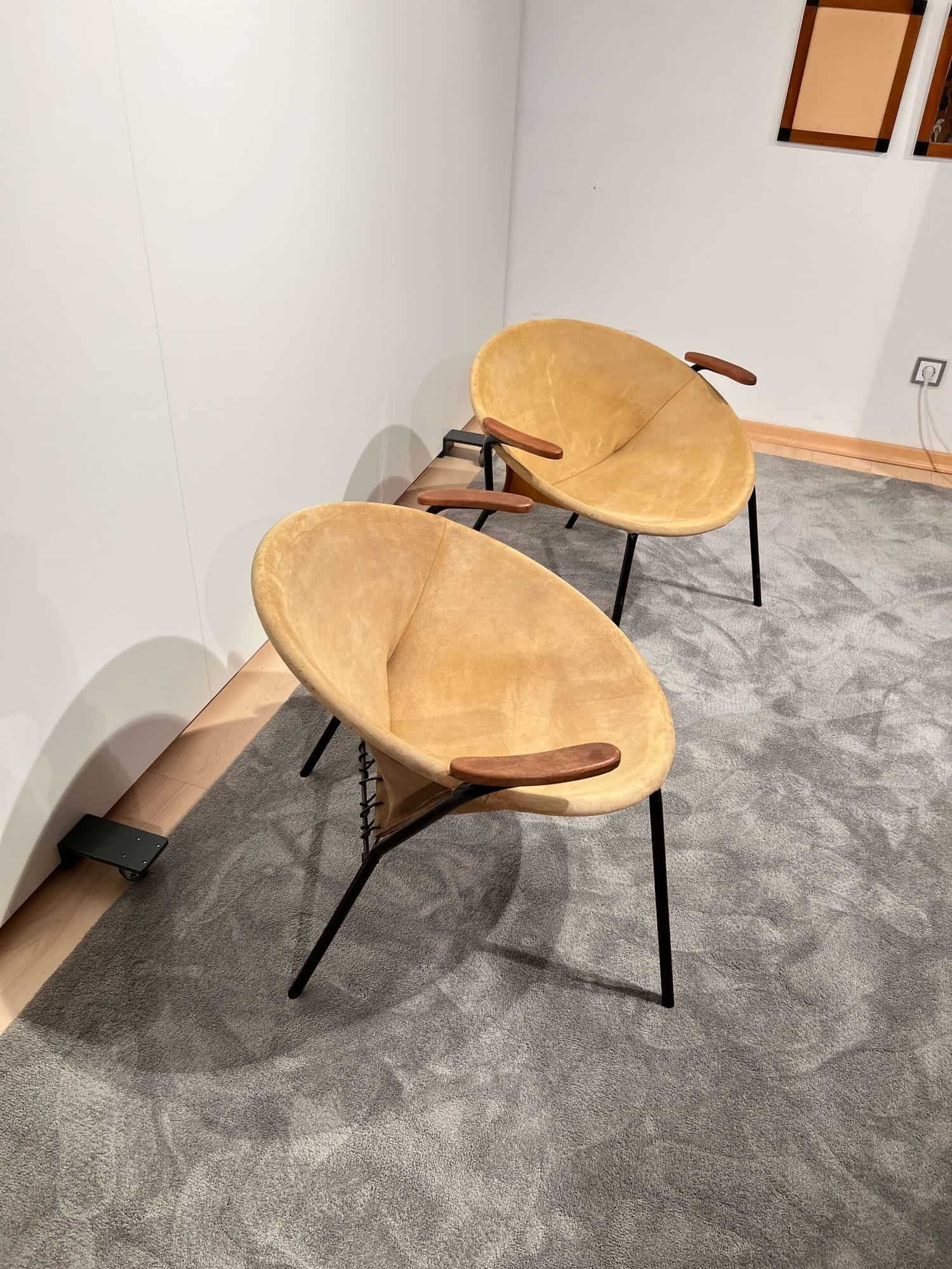 Pair of Balloon Lounge Chairs by Hans Olsen, Yellow Suede, Denmark circa 1960 - Image 3
