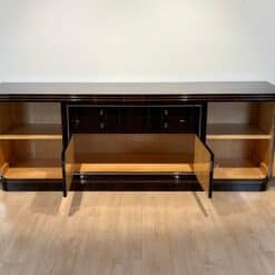 Long Art Deco Sideboard, Macassar Ebony, Maple, Chrome, France circa 1930 - Image 3