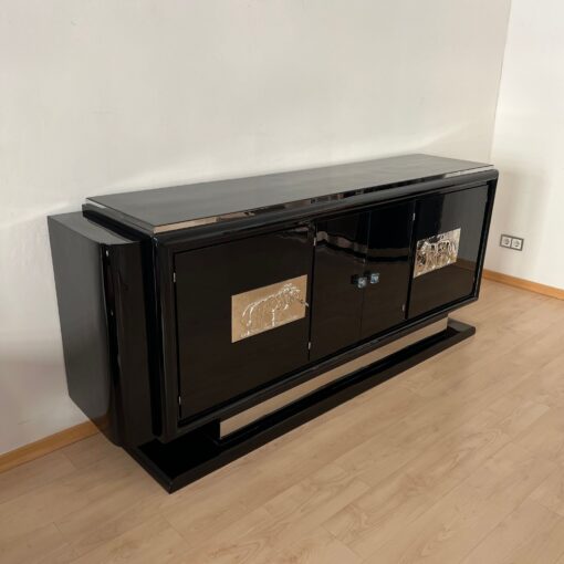 Art Deco Bar- Sideboard, Chromed Lion Appliqués, 1930 - Image 3