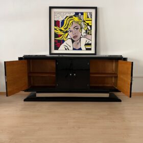 Art Deco Bar- Sideboard, Chromed Lion Appliqués, 1930