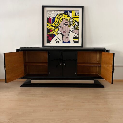 Art Deco Bar- Sideboard, Chromed Lion Appliqués, 1930 - Image 4