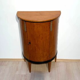 Neoclassical Demilune Half Cabinet, Cherrywood and Brass, France, circa 1810