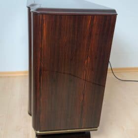 Art Deco Vitrine Sideboard, Macassar Ebony, Maple, Brass, Paris circa 1930
