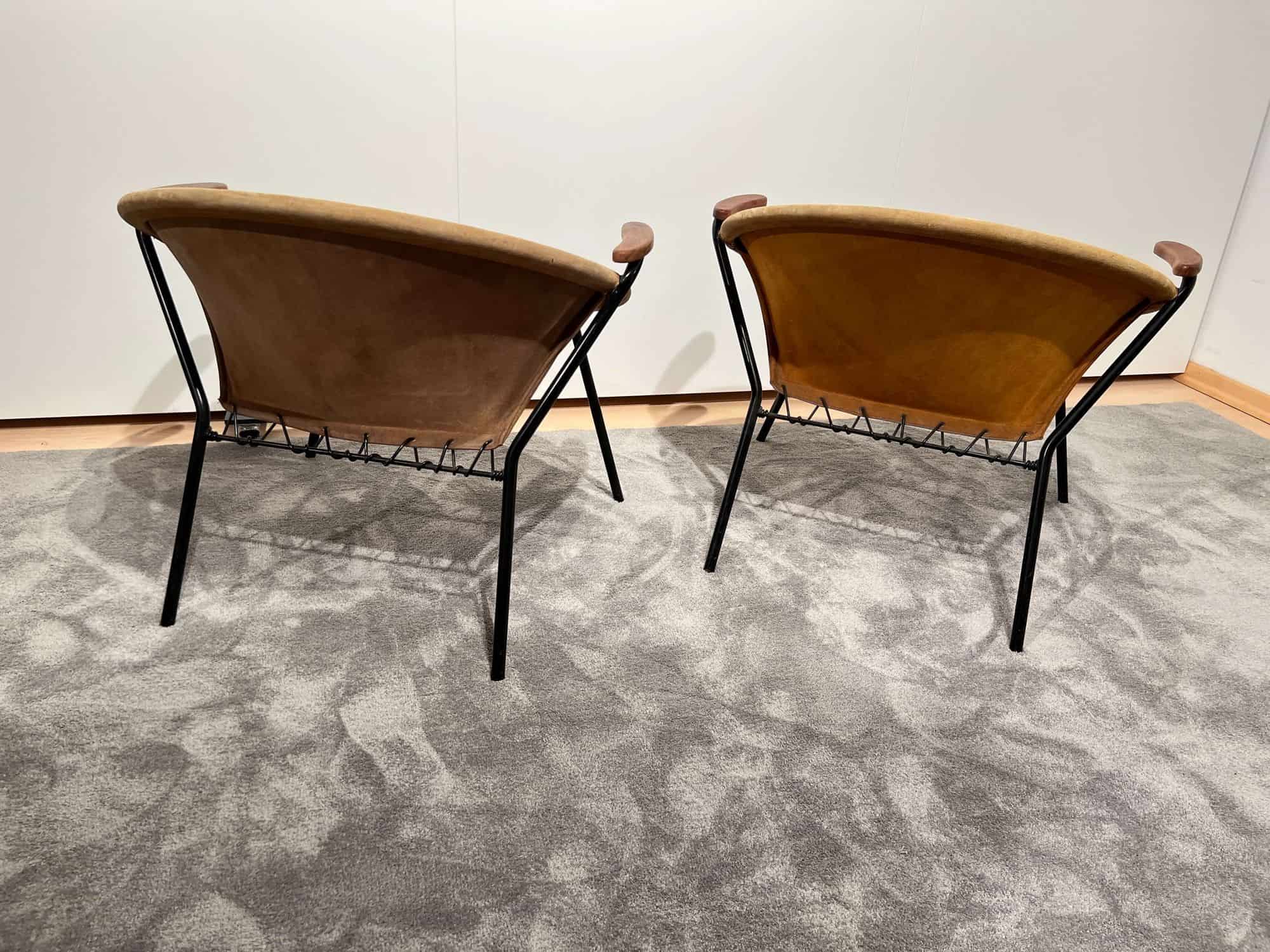 Pair of Balloon Lounge Chairs by Hans Olsen, Yellow Suede, Denmark circa 1960 - Image 5