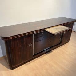 Long Art Deco Sideboard, Macassar Ebony, Maple, Chrome, France circa 1930 - Image 5
