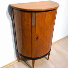 Neoclassical Demilune Half Cabinet, Cherrywood and Brass, France, circa 1810