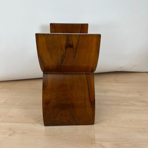 Art Deco Stool, Walnut Veneer, Black Fabric, Italy circa 1930 - Image 6
