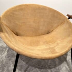 Pair of Balloon Lounge Chairs by Hans Olsen, Yellow Suede, Denmark circa 1960