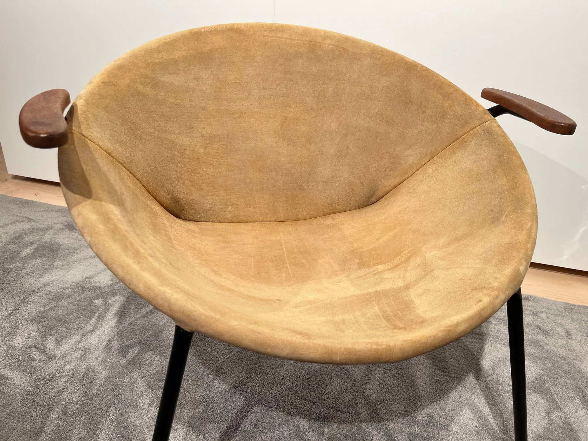 Pair of Balloon Lounge Chairs by Hans Olsen, Yellow Suede, Denmark circa 1960 - Image 6