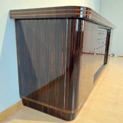 Long Art Deco Sideboard, Macassar Ebony, Maple, Chrome, France circa 1930 - Image 6