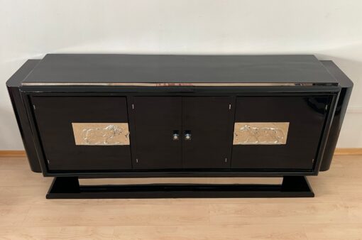Art Deco Bar- Sideboard, Chromed Lion Appliqués, 1930 - Image 6