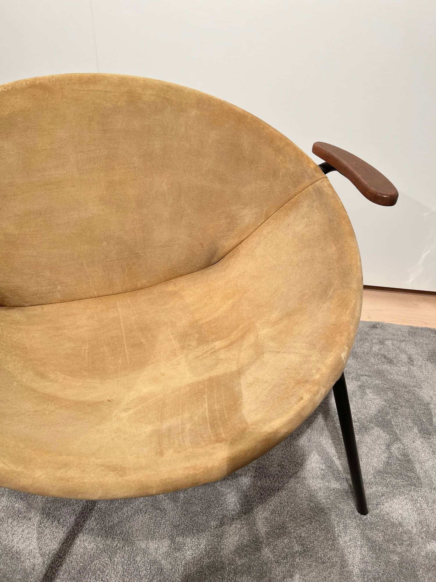 Pair of Balloon Lounge Chairs by Hans Olsen, Yellow Suede, Denmark circa 1960 - Image 7