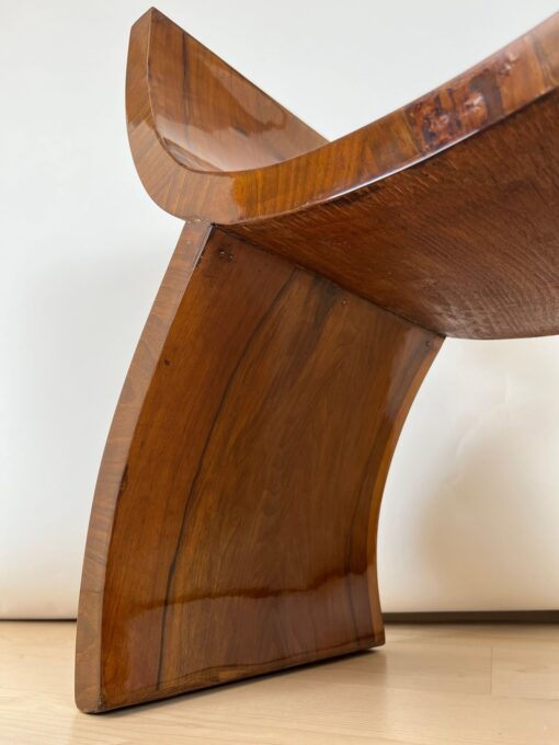 Art Deco Stool, Walnut Veneer, Black Fabric, Italy circa 1930 - Image 9