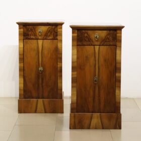 Fine Biedermeier Pair Of Walnut Nightstands. Vienna, c. 1825.