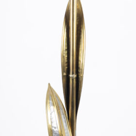 Maison Honoré Gilded Brass Floor Lamp with Floral Pewter Details