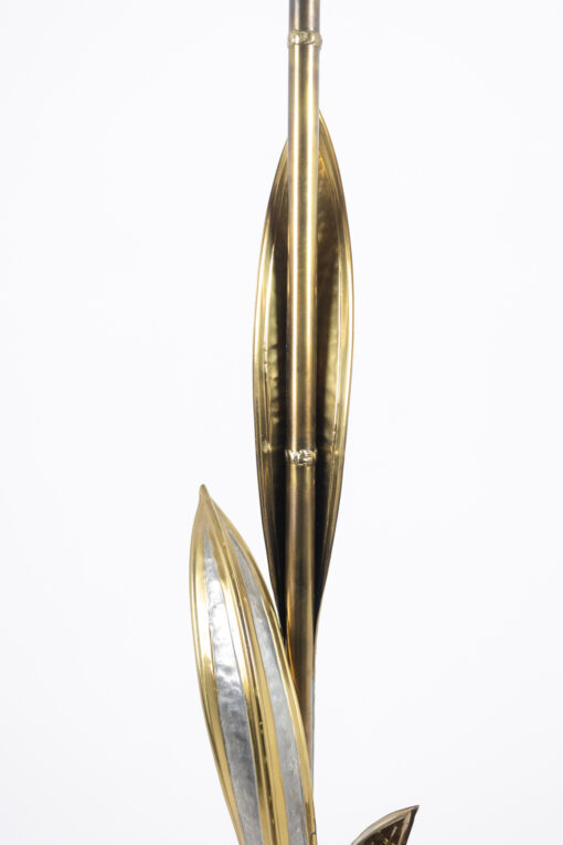 Maison Honoré Gilded Brass Floor Lamp with Floral Pewter Details - Image 4