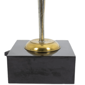 Maison Honoré Gilded Brass Floor Lamp with Floral Pewter Details