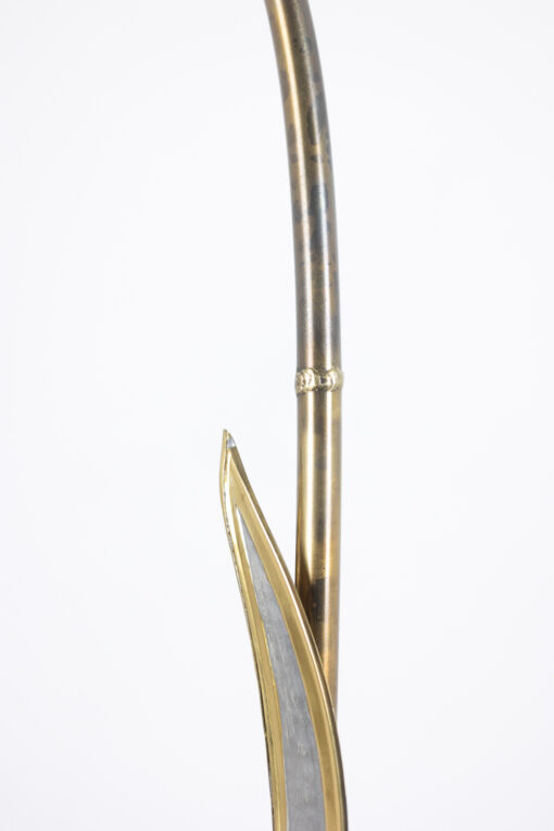 Maison Honoré Gilded Brass Floor Lamp with Floral Pewter Details - Image 8