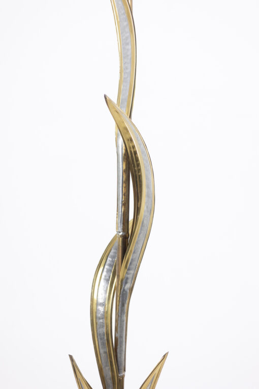 Maison Honoré Gilded Brass Floor Lamp with Floral Pewter Details - Image 7