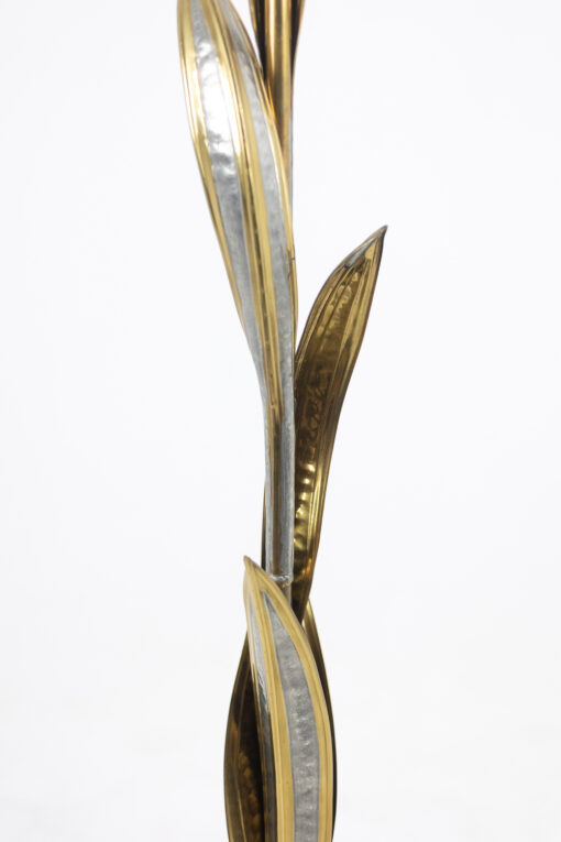 Maison Honoré Gilded Brass Floor Lamp with Floral Pewter Details - Image 9