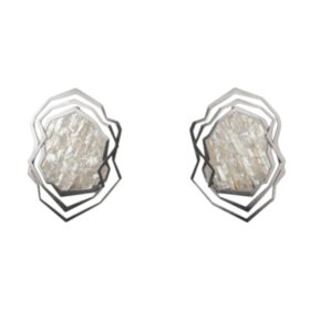 Pair of Sconces, Brushed Metal and Rock Crystal, Contemporary