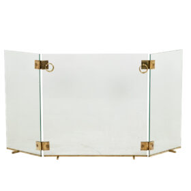 Glass and Bronze Fire Screen, Jacques Adnet, 1950s.