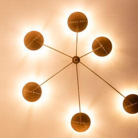 6-Light Wall Sconce in Patinated Brass, Contemporary Work