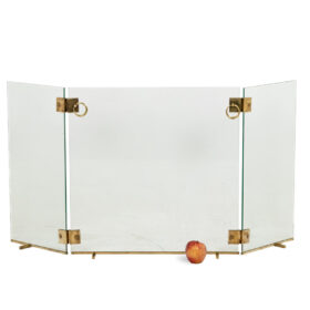 Glass and Bronze Fire Screen, Jacques Adnet, 1950s.
