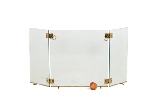 Glass and Bronze Fire Screen, Jacques Adnet, 1950s. - Image 2