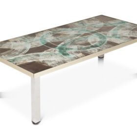 Coffee Table, with Ceramic and Chrome-plated Top. Circa 1970