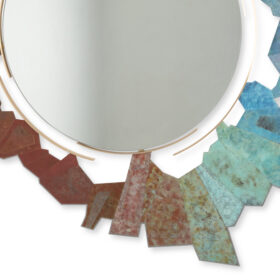 Bronze and Oxidized Brass Mirror, Contemporary.