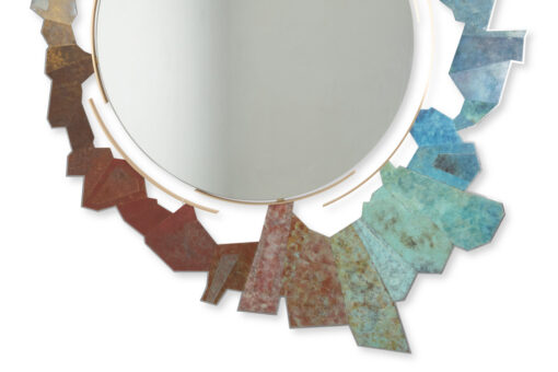Bronze and Oxidized Brass Mirror, Contemporary. - Image 2