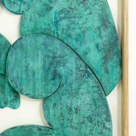 'The Twins' Bas-relief, Framed in Oak Wood and Patinated Copper.