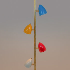 Tubular Hanging Lamp, Lacquered Brass, Contemporary