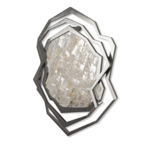 Pair of Sconces, Brushed Metal and Rock Crystal, Contemporary