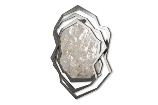 Pair of Sconces, Brushed Metal and Rock Crystal, Contemporary - Image 3