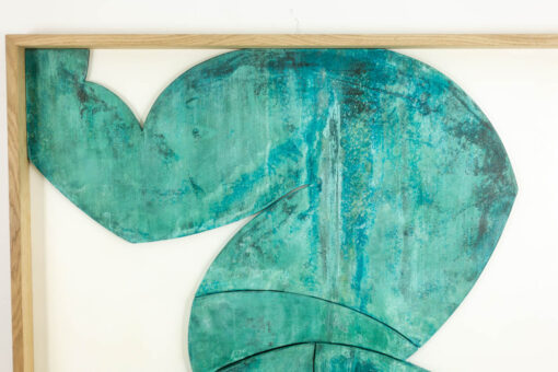 'The Twins' Bas-relief, Framed in Oak Wood and Patinated Copper. - Image 4