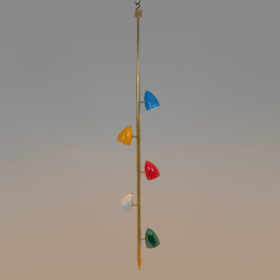 Tubular Hanging Lamp, Lacquered Brass, Contemporary