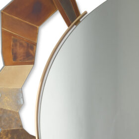 Bronze and Oxidized Brass Mirror, Contemporary.