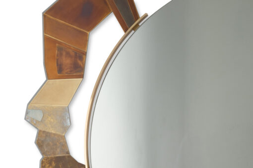 Bronze and Oxidized Brass Mirror, Contemporary. - Image 4