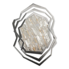 Pair of Sconces, Brushed Metal and Rock Crystal, Contemporary