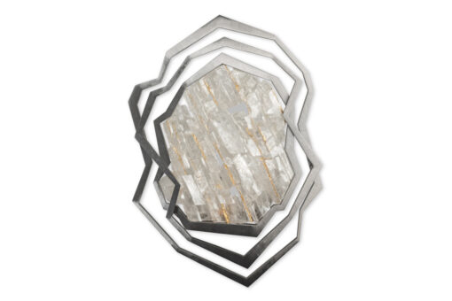 Pair of Sconces, Brushed Metal and Rock Crystal, Contemporary - Image 4