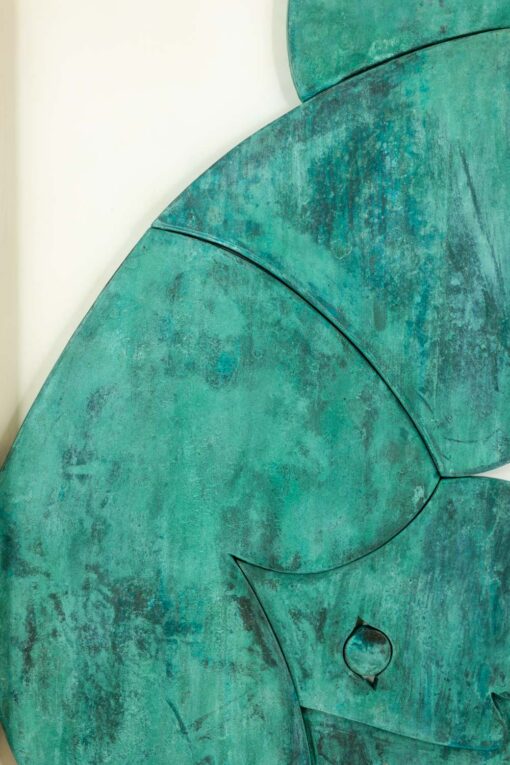 'The Twins' Bas-relief, Framed in Oak Wood and Patinated Copper. - Image 5