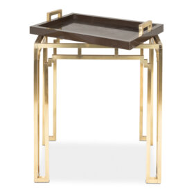 Serving Table, Maison Jansen, brass and melamine, 1970s