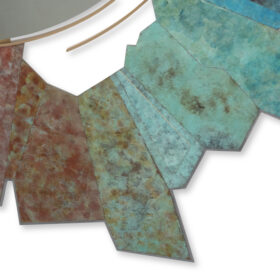 Bronze and Oxidized Brass Mirror, Contemporary.