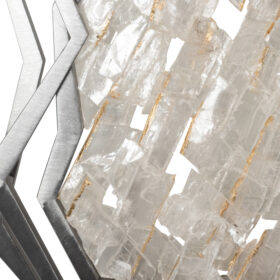 Pair of Sconces, Brushed Metal and Rock Crystal, Contemporary