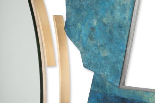 Bronze and Oxidized Brass Mirror, Contemporary. - Image 7