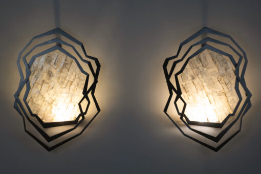 Pair of Sconces, Brushed Metal and Rock Crystal, Contemporary - Image 7