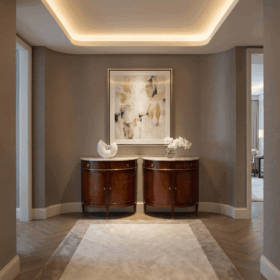 Pair of Neoclassical  Demilune Cabinets, France 1800